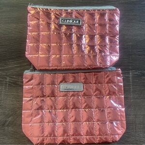 2x Clinique Shimmering Pink Quilted Cosmetic Bag